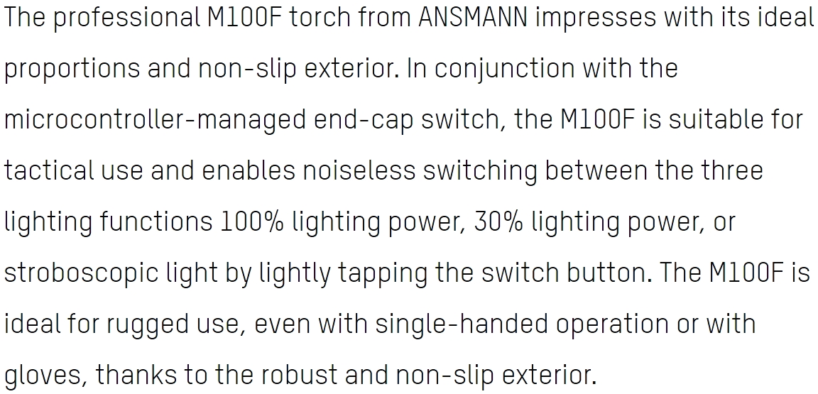 פנס ידני לד אנסמן ANSMANN LED FUTURE M100F 1600-0170 TEXT